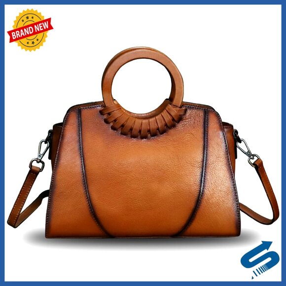 Genuine Leather Satchel Crossbody Shoulder Bag Top Handle Purse